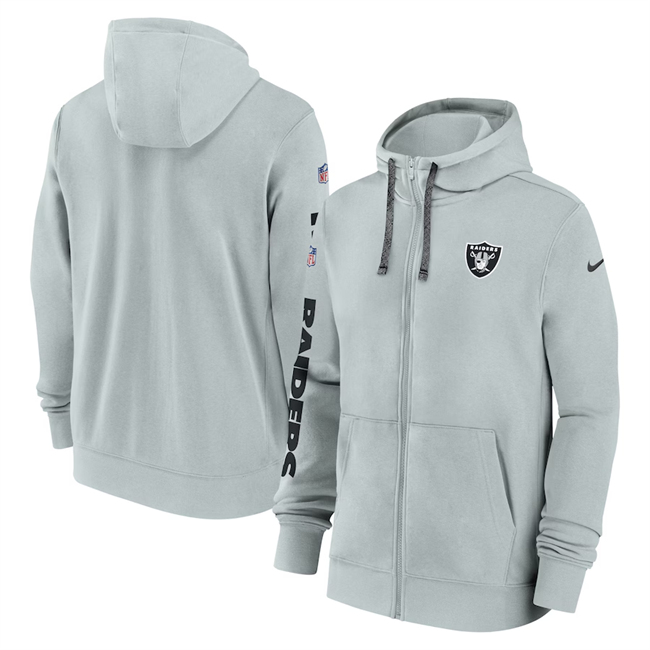 Men's Las Vegas Raiders Gray 2024 Team Full-Zip Hoodie